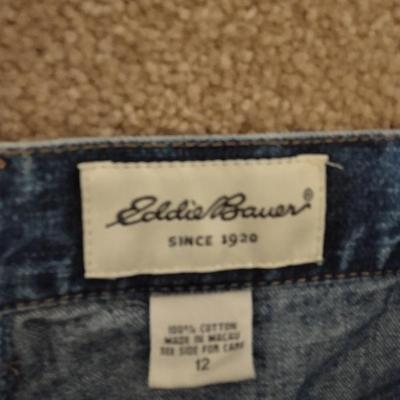 Two pairs of Jeans, and one pair of Capri's Eddie Bauer 12, West Side 12 tall, St. Johns Bay size 12