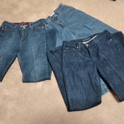 Two pairs of Jeans, and one pair of Capri's Eddie Bauer 12, West Side 12 tall, St. Johns Bay size 12