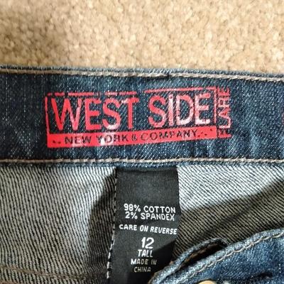 Two pairs of Jeans, and one pair of Capri's Eddie Bauer 12, West Side 12 tall, St. Johns Bay size 12
