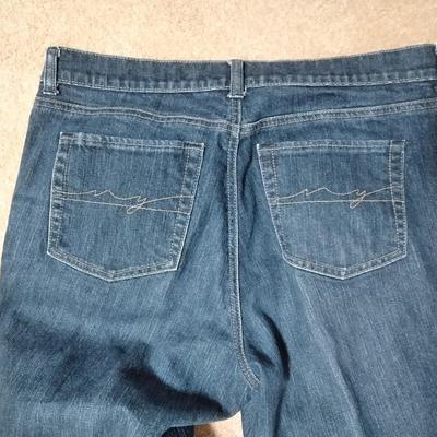 Two pairs of Jeans, and one pair of Capri's Eddie Bauer 12, West Side 12 tall, St. Johns Bay size 12
