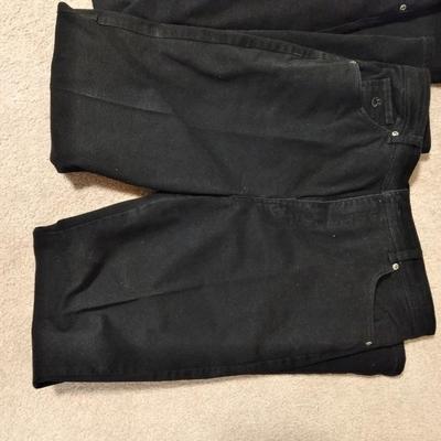 Three pairs of Women's Jeans West side 12, and 2 black Gloria Vanderbilt 12,