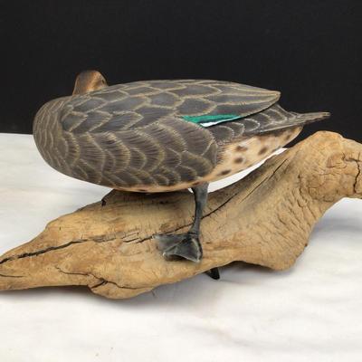 657 Albert Wayson (1939-2019) Mallard Duck Decoy on Driftwood