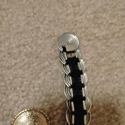 Women's decorative belts, leather with hole studs, concho belts, and silver metal like belt