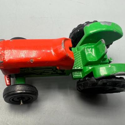Vintage Yatming Made in Hong Kong Orange and Classic Green Tractor Toy