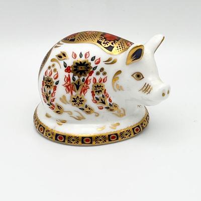ROYAL CROWN DERBY ~ English Bone China ~ Pig Paperweight