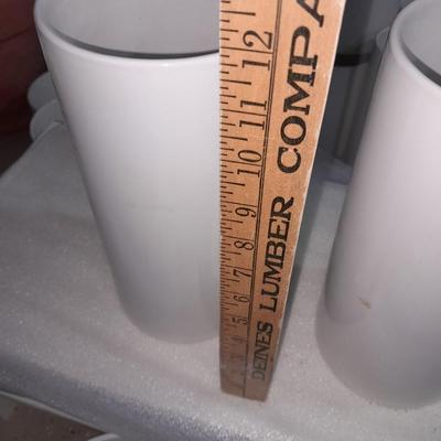 Five different sized Ikea White pillar vases / crocks for special events or home use