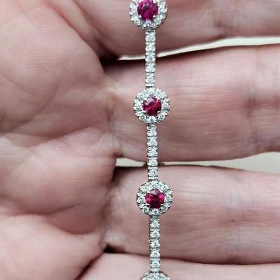 Lot #166  Beautiful 14kt White Gold Ruby and Diamond Bracelet