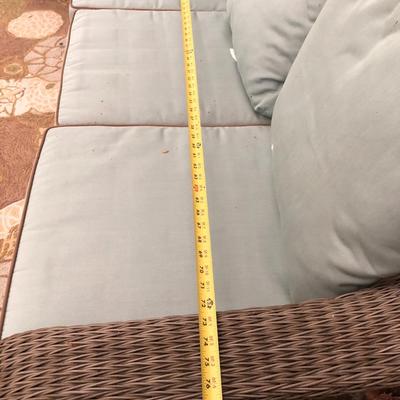 Four Piece Outdoor Patio Set with Cushions (Wicker Like) -Lot 451