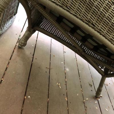 Four Piece Outdoor Patio Set with Cushions (Wicker Like) -Lot 451