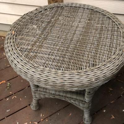 Four Piece Outdoor Patio Set with Cushions (Wicker Like) -Lot 451