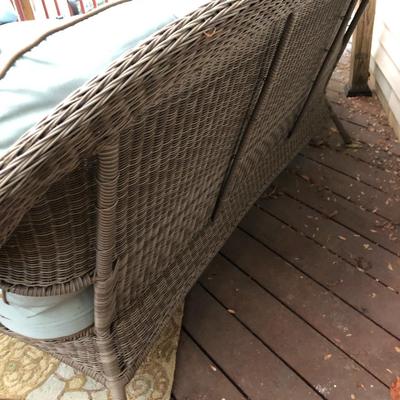 Four Piece Outdoor Patio Set with Cushions (Wicker Like) -Lot 451