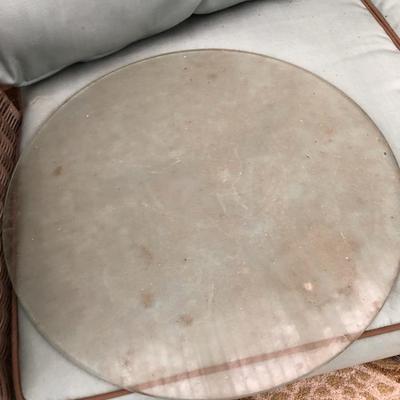 Four Piece Outdoor Patio Set with Cushions (Wicker Like) -Lot 451