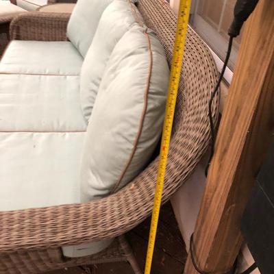 Four Piece Outdoor Patio Set with Cushions (Wicker Like) -Lot 451