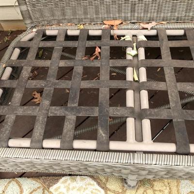 Four Piece Outdoor Patio Set with Cushions (Wicker Like) -Lot 451