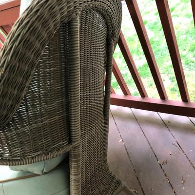 Four Piece Outdoor Patio Set with Cushions (Wicker Like) -Lot 451