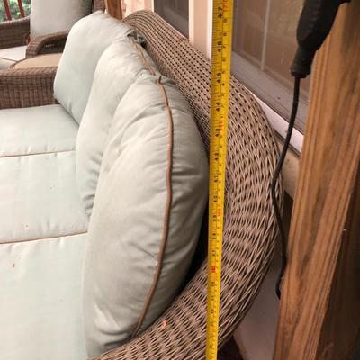 Four Piece Outdoor Patio Set with Cushions (Wicker Like) -Lot 451