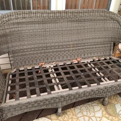 Four Piece Outdoor Patio Set with Cushions (Wicker Like) -Lot 451