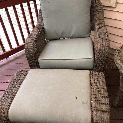 Four Piece Outdoor Patio Set with Cushions (Wicker Like) -Lot 451