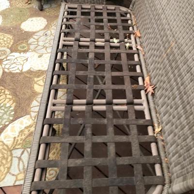 Four Piece Outdoor Patio Set with Cushions (Wicker Like) -Lot 451