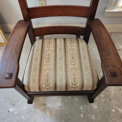 Lot #167  Antique Mission Oak Style Rocker - Solid Oak