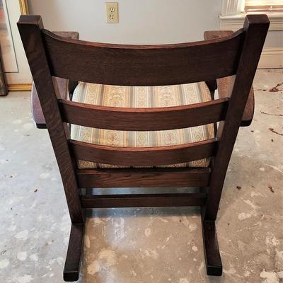 Lot #167  Antique Mission Oak Style Rocker - Solid Oak