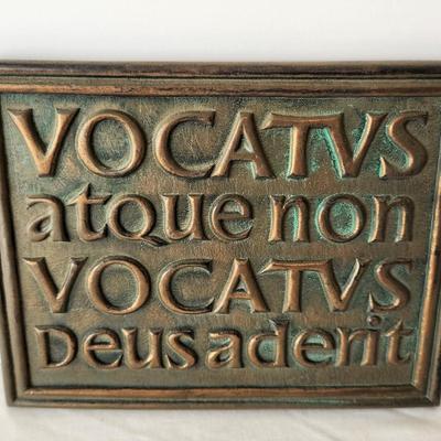 Lot #168  Wild Goose Studios Plaster Motto "Bidden or Unbidden God is Present"