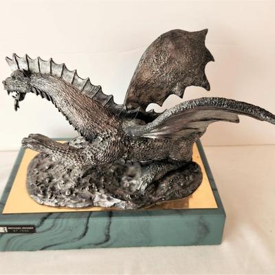 Lot #172  Michael Ricker Pewter Sculpture - 37/350 - Fire Breathing Dragon