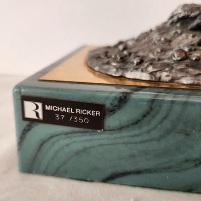 Lot #172  Michael Ricker Pewter Sculpture - 37/350 - Fire Breathing Dragon