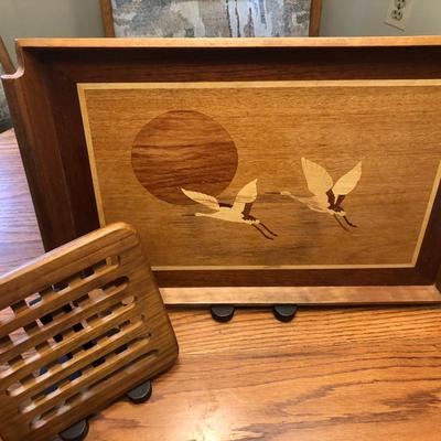 Teak Hot Plate & MCM Tray -Lot 458