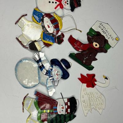 Mixed Lot of Christmas Holiday Tree Ornaments Snowmen Swan Teddy Bear