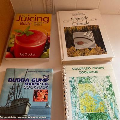 Cookbooks and Juicing Bible.