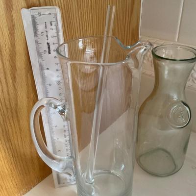 Decanters, Ash Tray and Martini Pitcher w/ glass stirrer.