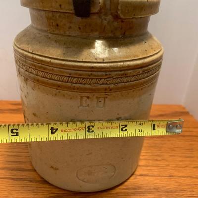 Early Antique Stoneware Crock w/ Lid & Original Lock