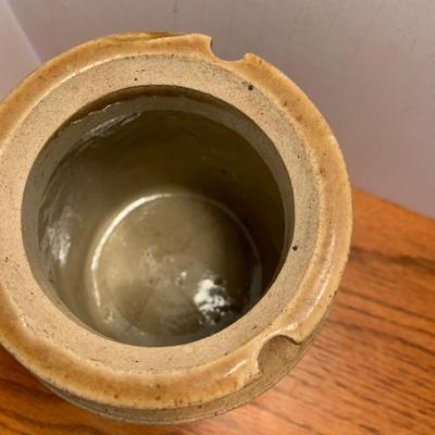 Early Antique Stoneware Crock w/ Lid & Original Lock