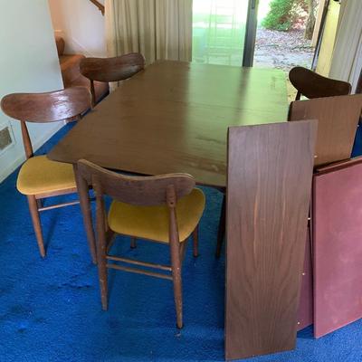 Walter Wabash MCM Dining Table Chairs Leaves Pads