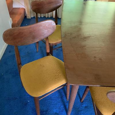 Walter Wabash MCM Dining Table Chairs Leaves Pads
