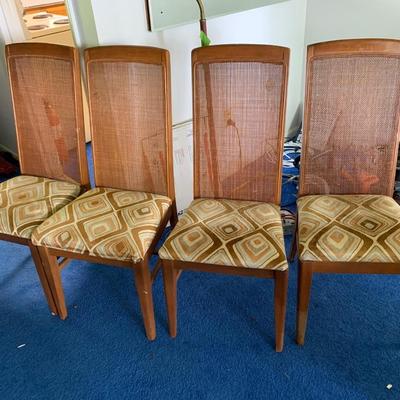 FIVE Caned Back Chairs