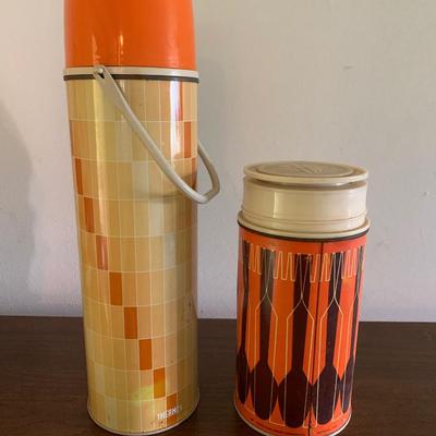 Tall & Short Vintage Thermos Set