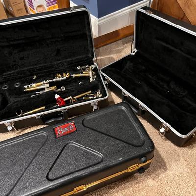 3 Trumpet Cases and Trumpet Parts