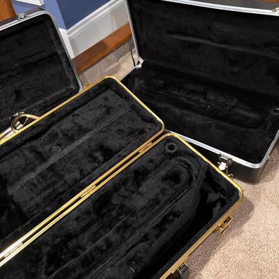 3 Trumpet Cases and Trumpet Parts