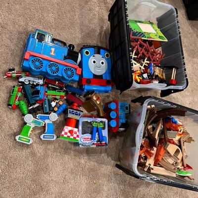 Large Thomas The Train Lot -3 Boxes Trains, Accessories, Carry Cases, etc.