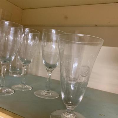 Vintage Etched & Clear Glass Lot