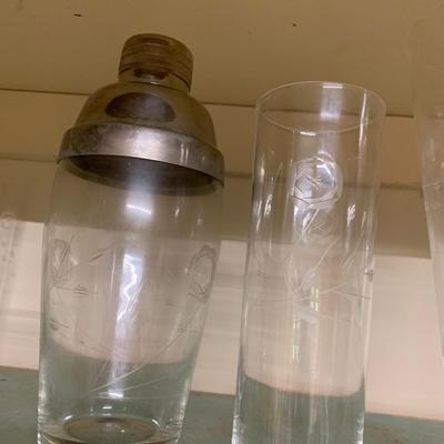 Vintage Etched & Clear Glass Lot