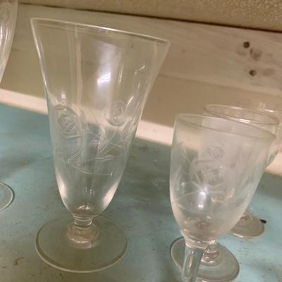 Vintage Etched & Clear Glass Lot