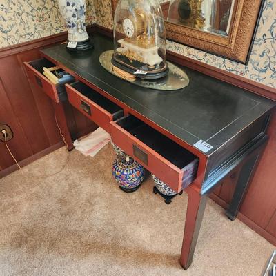 Black Red Side Table Server with 3 Drawers 50x18x33
