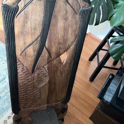 beautiful rare hand carved wooden elephant flamingo / animal chair from Ghana