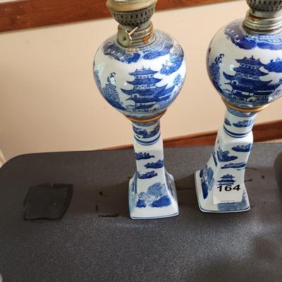 Pair Asian Oil lamps