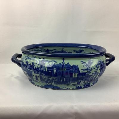 Lot 598. Vintage English Large Scale Flo Blue Ironstone Foot Bath