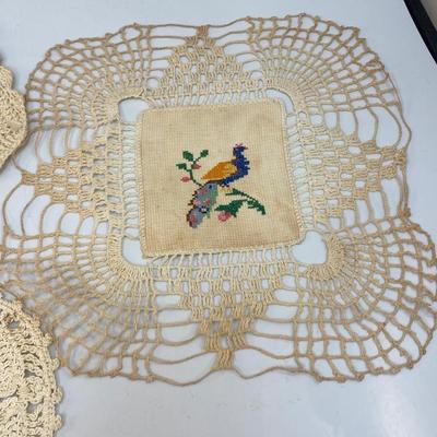 Lot of 7 Handmade Crochet Knit Tatted Doilies Coasters Table Protectors