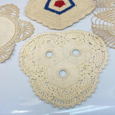 Lot of 7 Handmade Crochet Knit Tatted Doilies Coasters Table Protectors